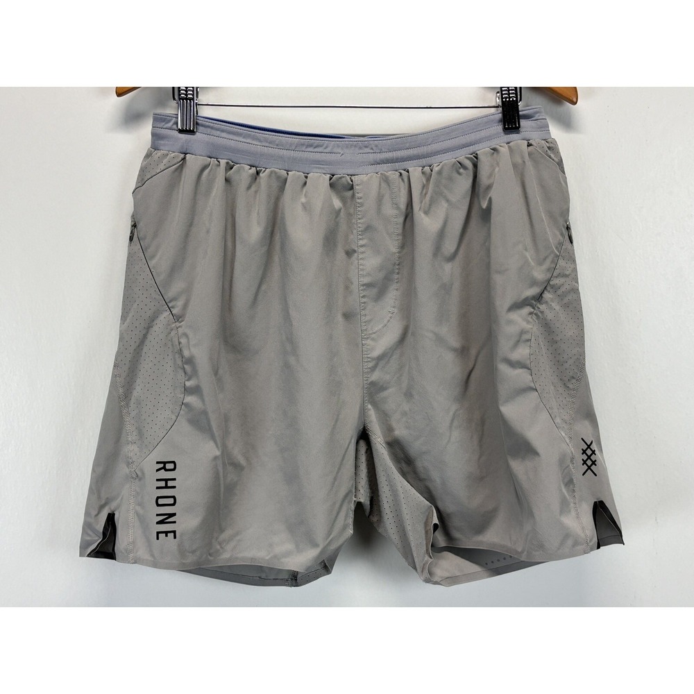 Men's Rhône Performance Workout Shorts Large Grey Drawstring READ Liner